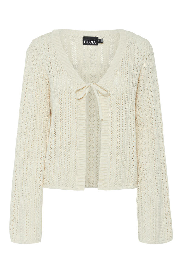 Pieces Strickjacke aus Baumwolle  Grau