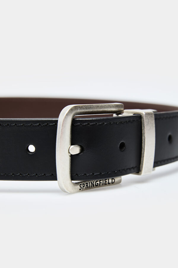 Springfield Ceinture en cuir de style texan noir