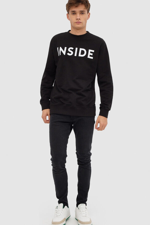 Springfield Sweatshirt mit Inside-Print schwarz