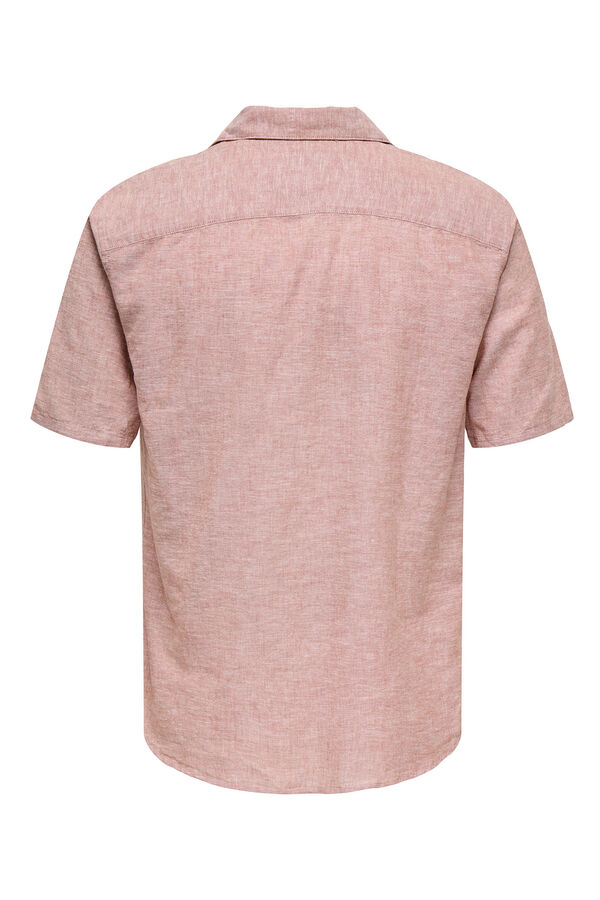 Only & Sons Linen shirt with short sleeves nude