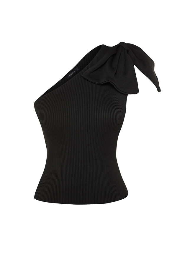 Trendyol Blusa com la&ccedil;o e uma manga preto