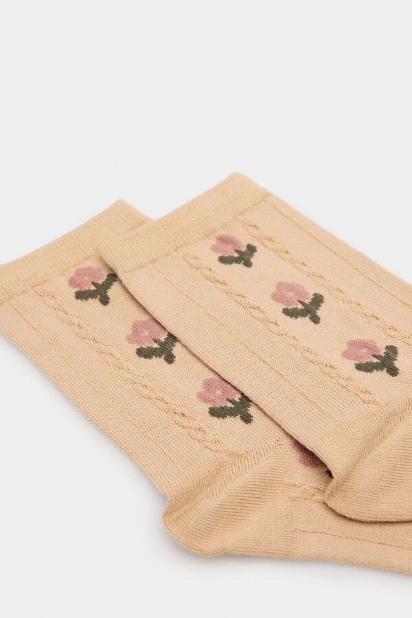 Springfield Long vertical floral socks nude