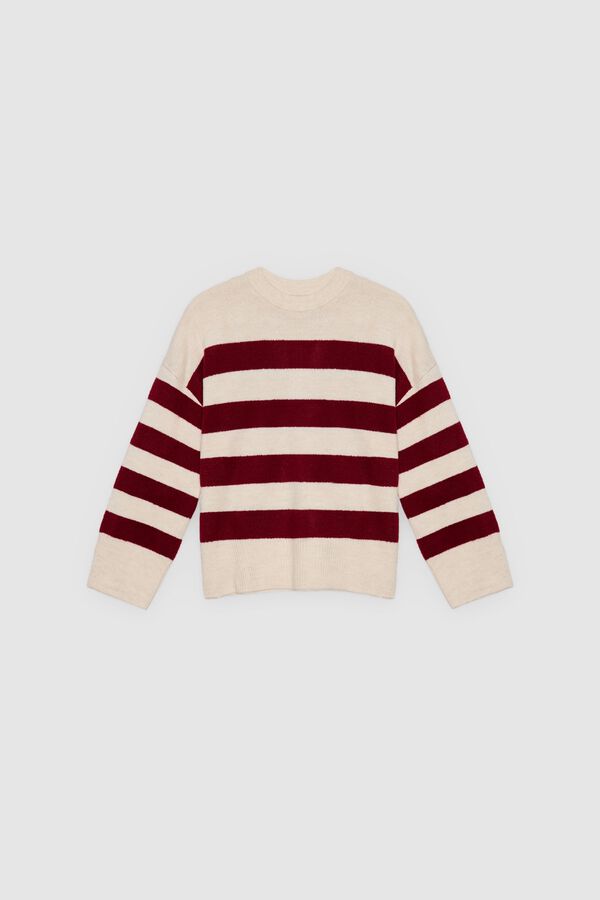 Inside Striped round neck jumper red