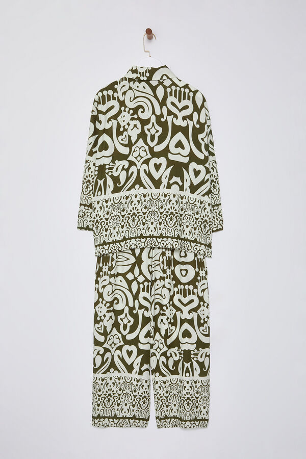 Trendyol Conjunto estampado fluido kaki