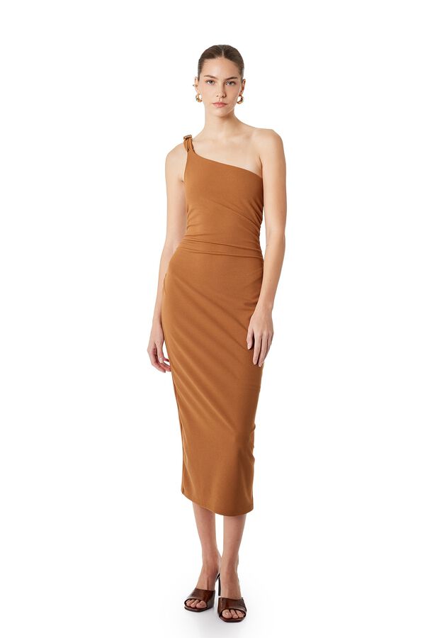 Koton Vestido midi ajustado marr&oacute;n