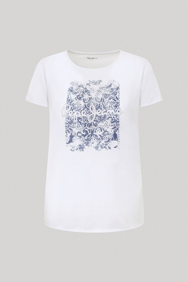 Springfield T-Shirt Baumwolle mit Logo-Print blanco