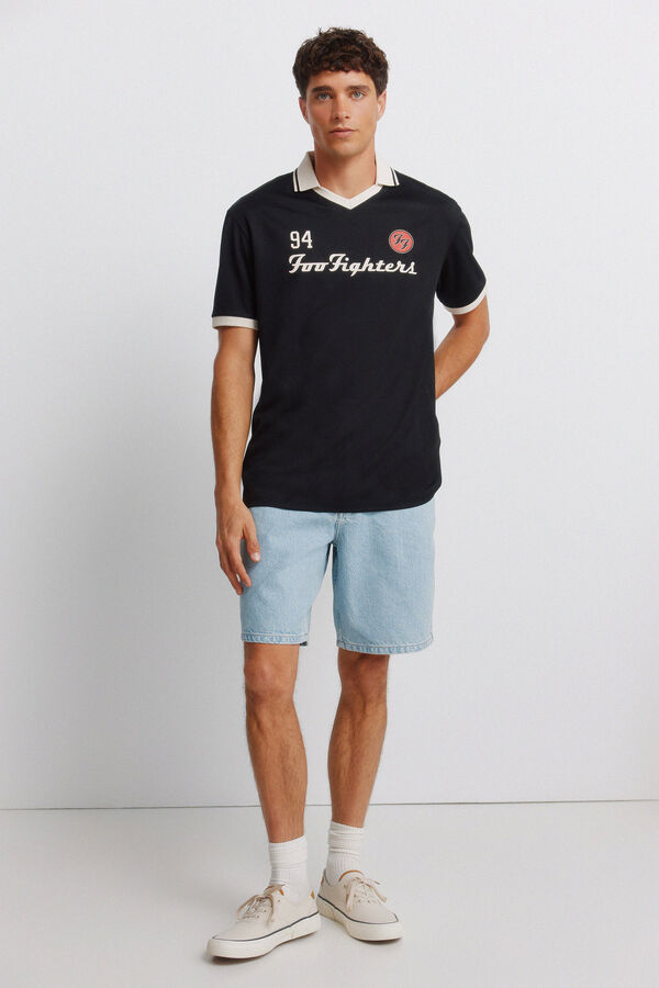 Springfield Straight fit denim Bermuda shorts blue