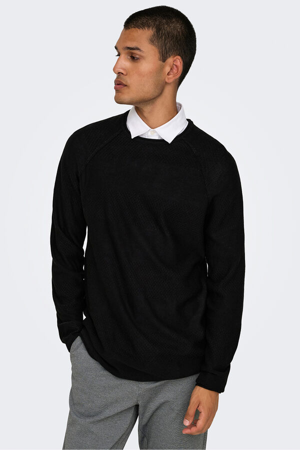 Only & Sons Jumper round neck. black