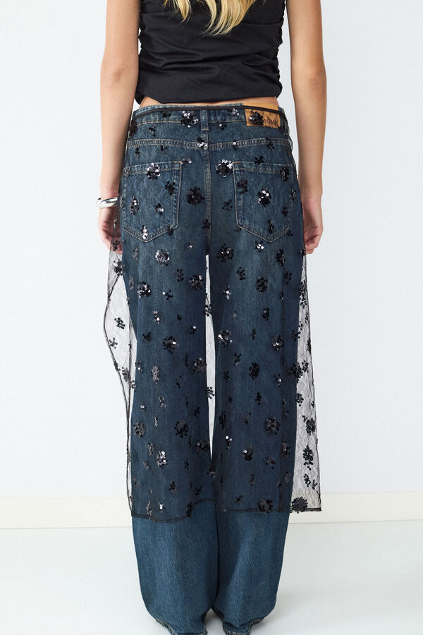 Balmohk Saia midi transparente com lantejoulas preto