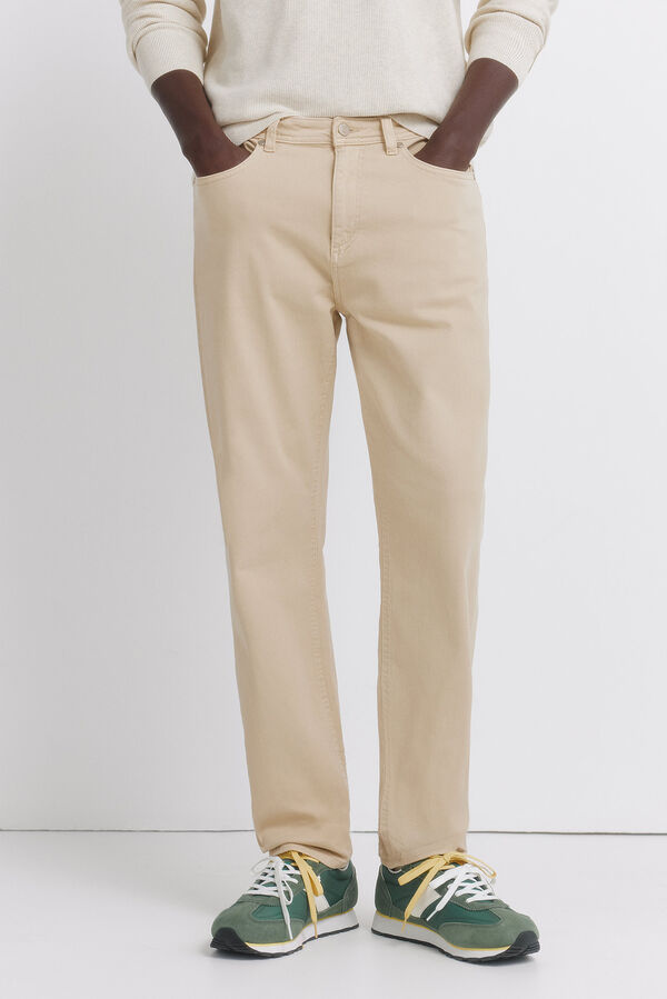 Springfield 5-pocket washed slim fit trousers brown