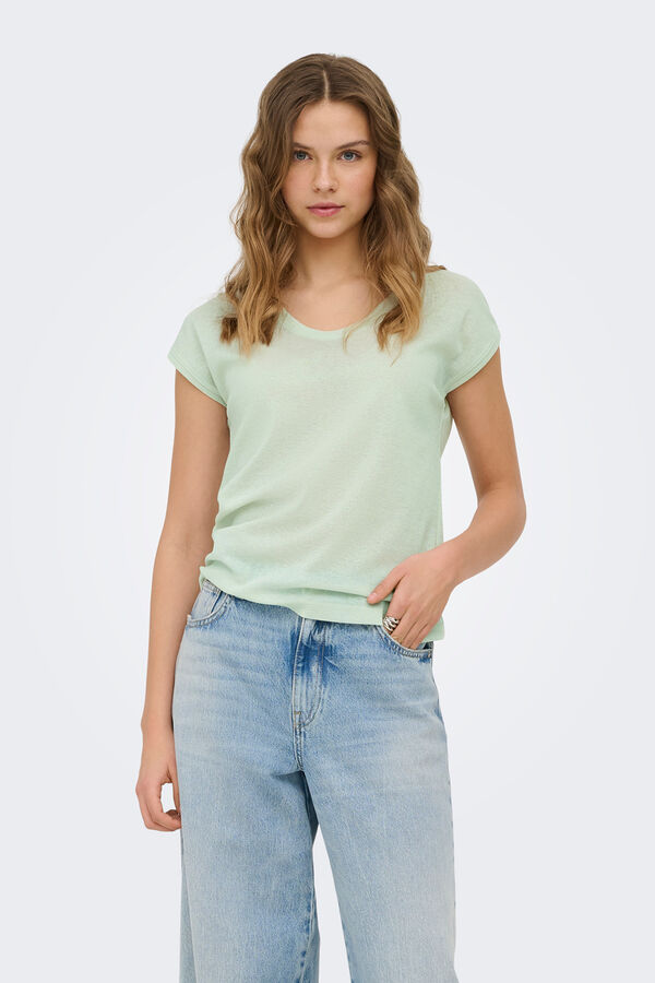 Only Lurex short sleeve T-shirt beige