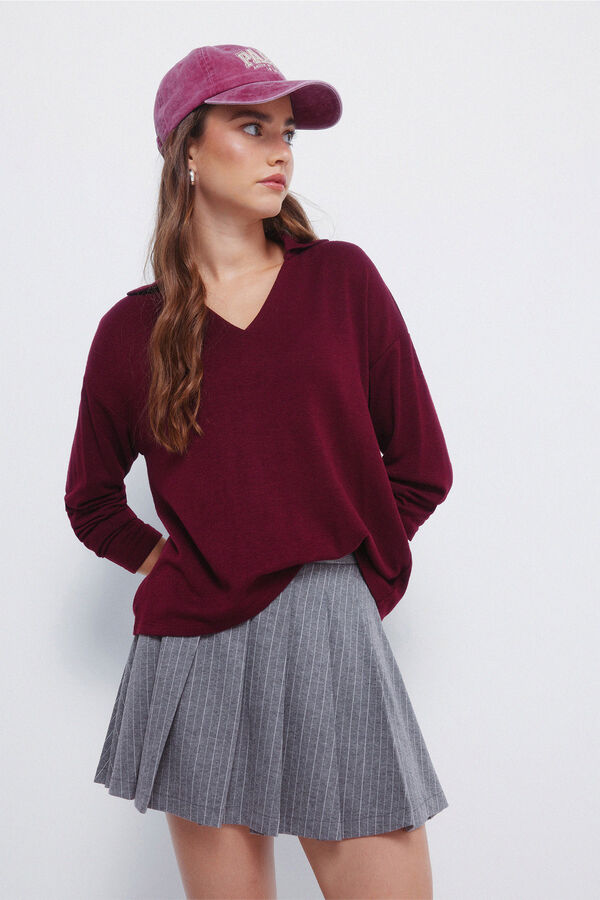 Springfield neckline polo shirt with cut jersey-knit red