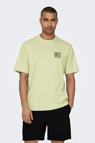Springfield Camiseta de hombre de manga corta con licencia verde