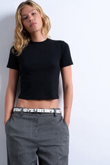 Topshop Camiseta corta b&aacute;sica de manga corta negro