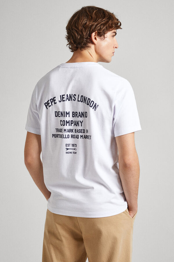 Springfield T-Shirt Regular Fit Rücken Print Weiß