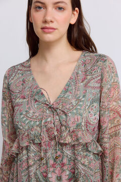 Springfield Printed ruffle midi dress