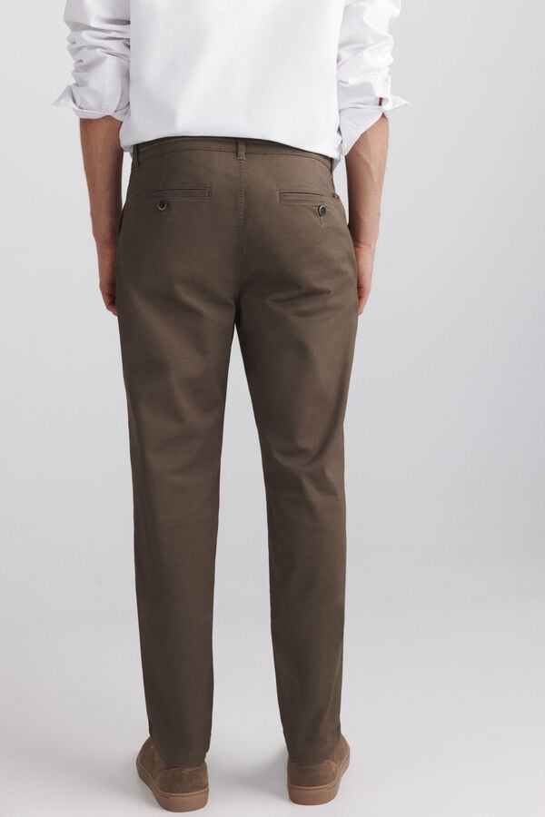 Springfield Pantal&oacute;n chino microestampado slim fit nude
