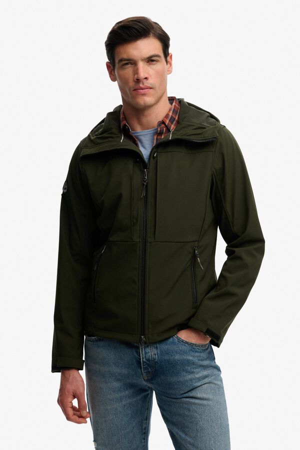 Superdry Softshell hooded men's jacket beige