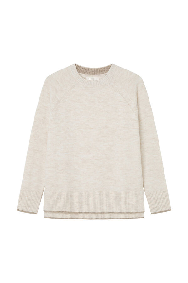 Springfield Contrasting round neck sweater ecru