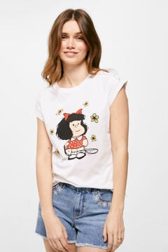Springfield Mafalda crochet shoulders T-shirt ocher