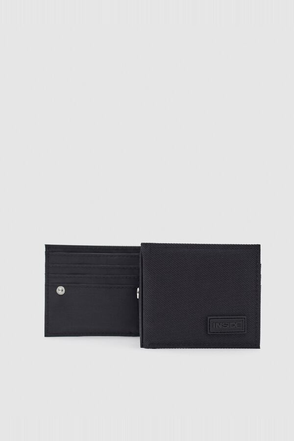 Inside Nylon compartment wallet black