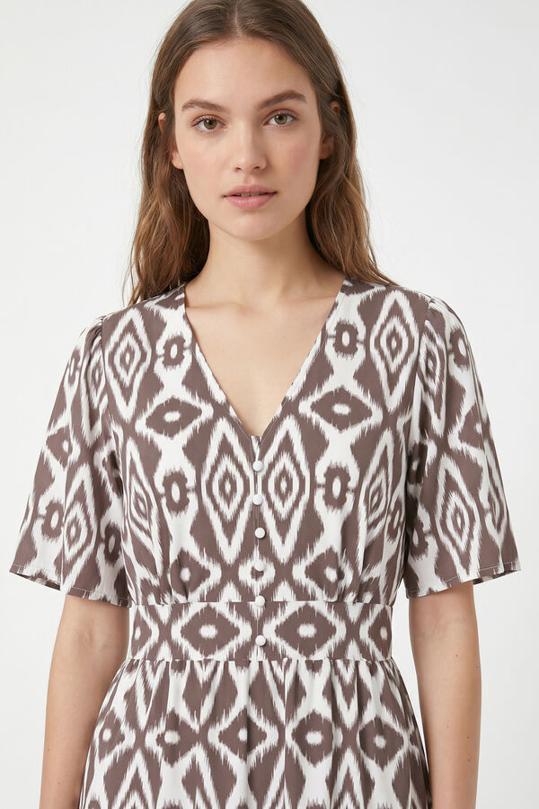 Pieces Printed short sleeve midi dress white