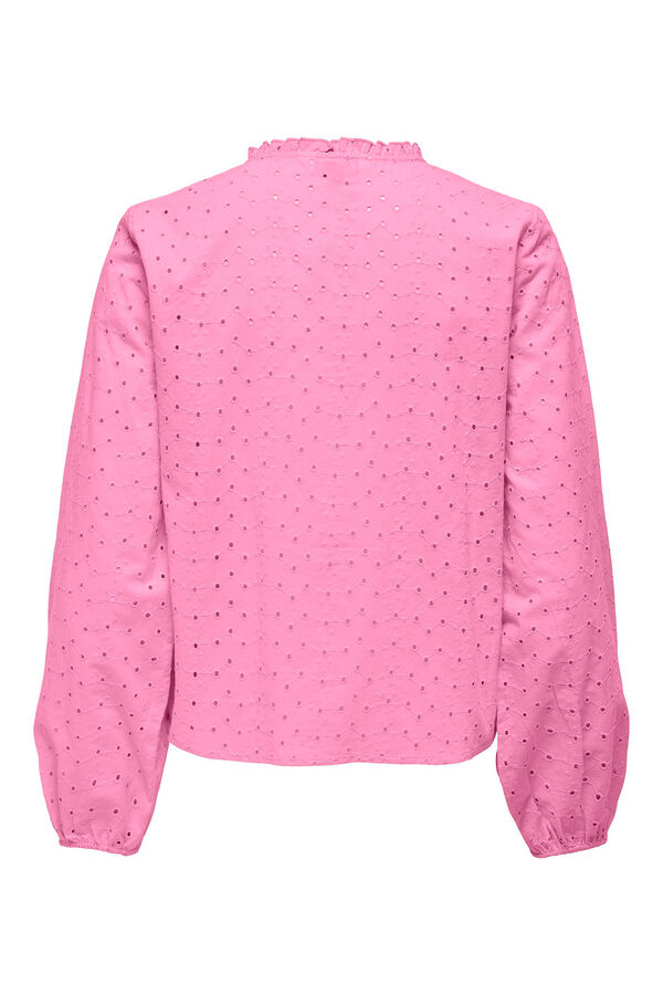 Springfield Broderie anglaise long-sleeved blouse pink