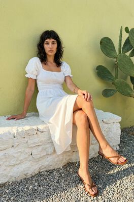 Vestido midi mangas abullonadas