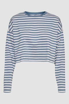 Springfield Short striped T-shirt bleuté