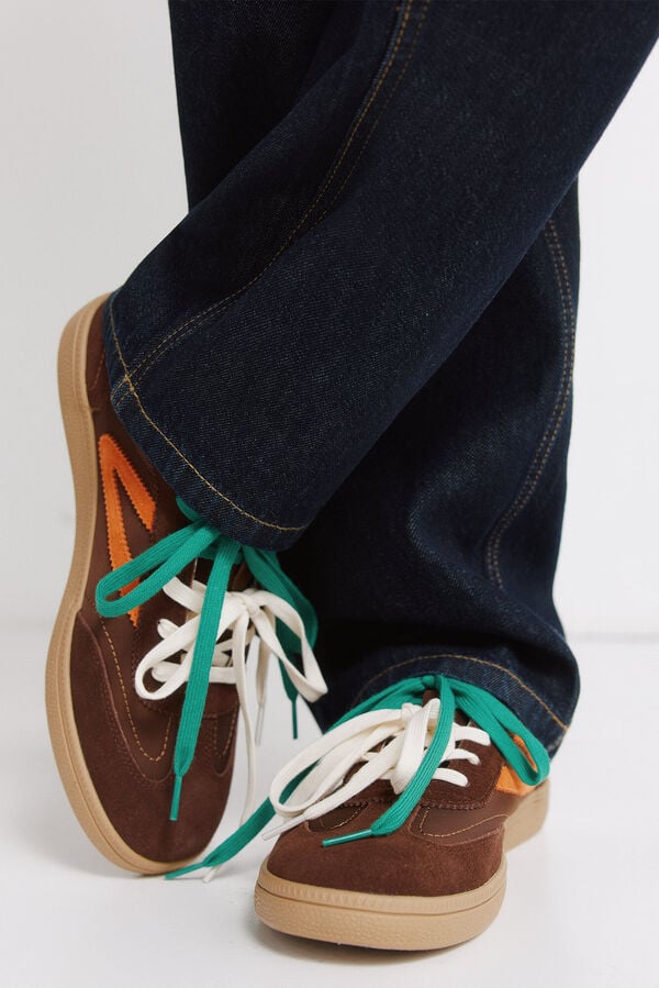 Springfield Leather retro sneaker nude