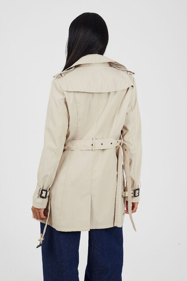 Brave Soul Trench coat with belt and buttons brown