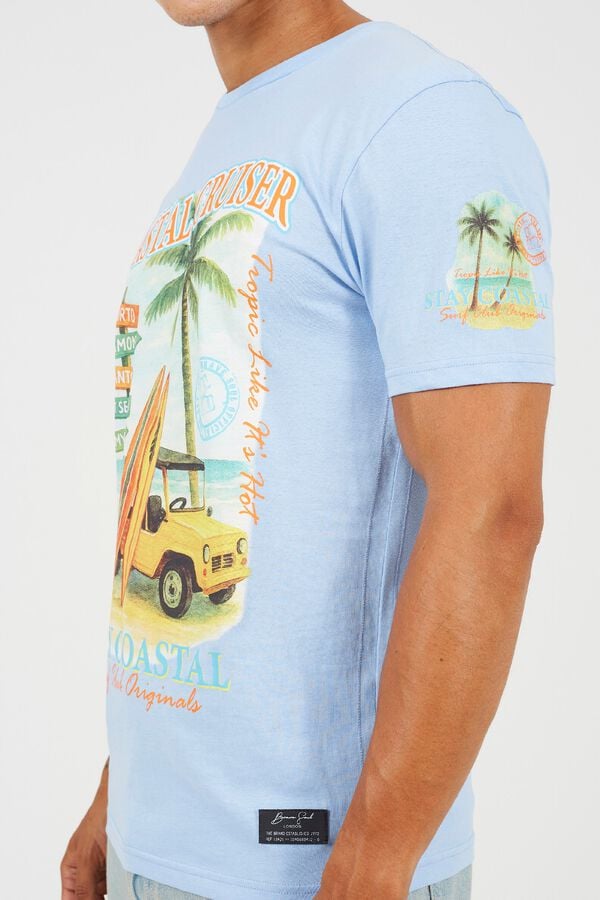 Brave Soul Printed short sleeve T-shirt blue