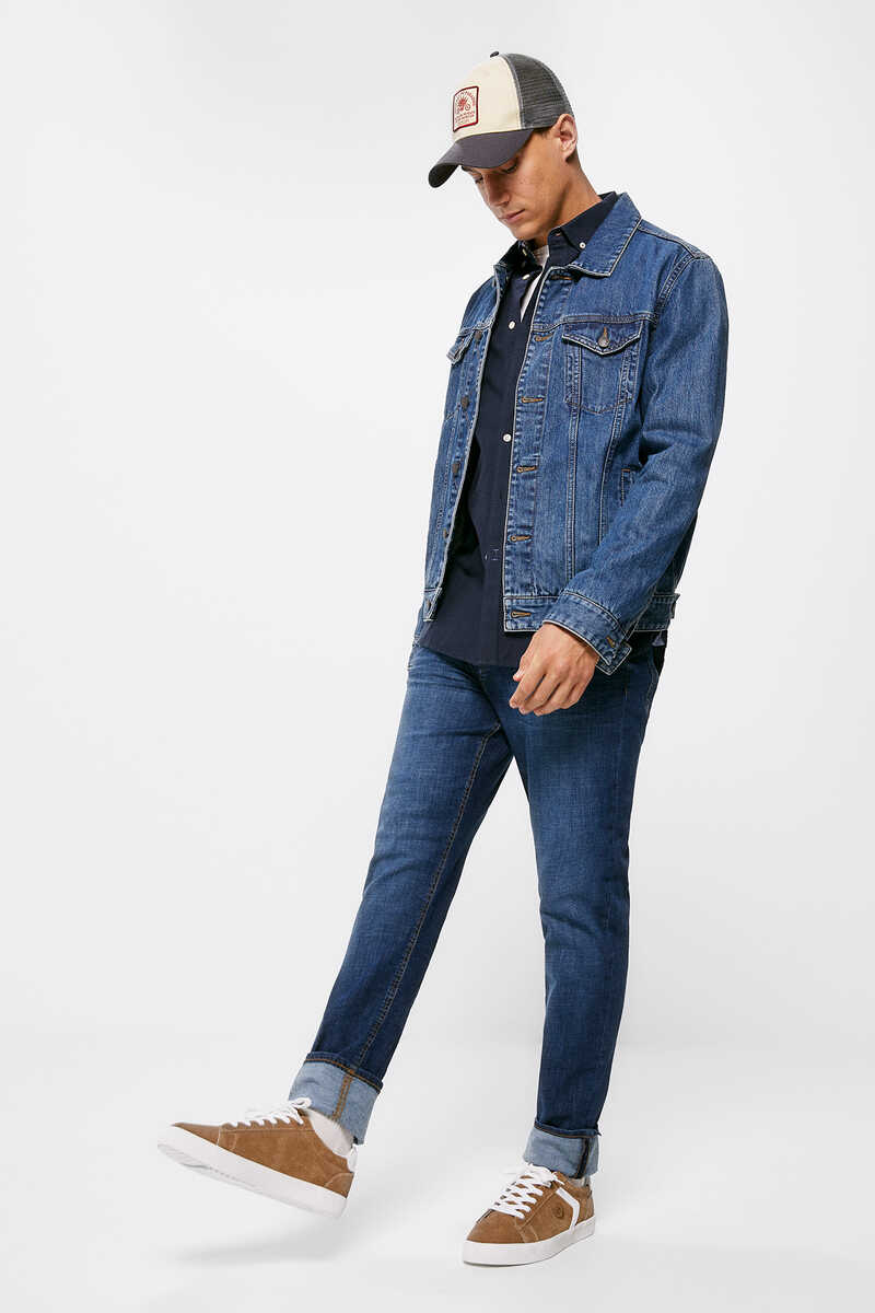 Springfield Jeans slim ultraléger délavage moyen foncé bleuté