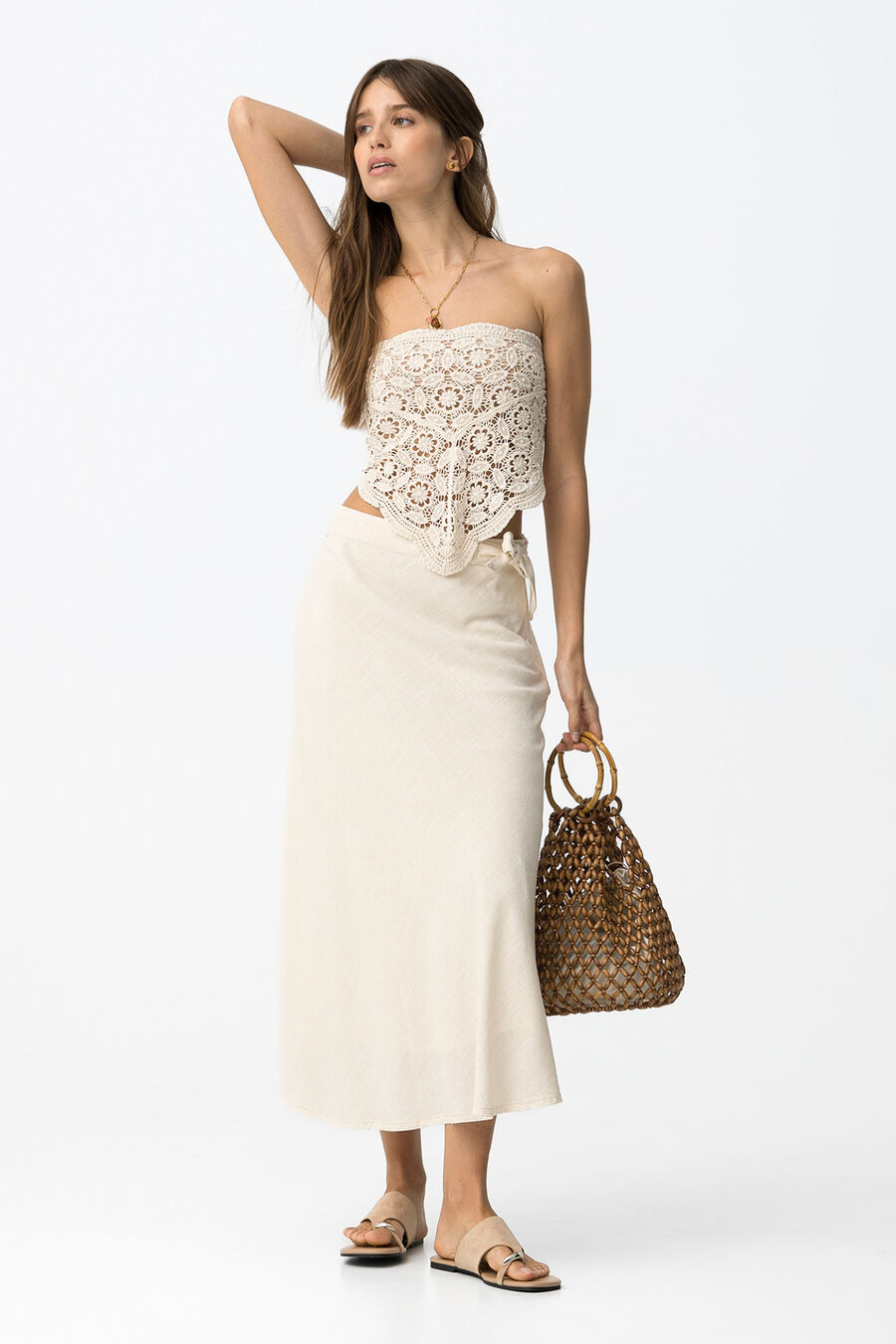Falda midi lazo