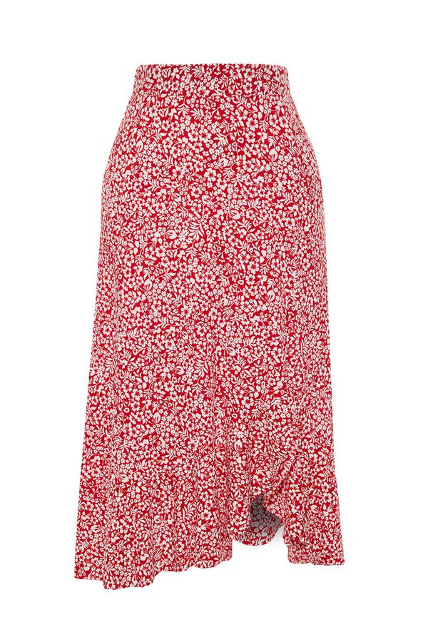 Trendyol Falda midi abertura rojo