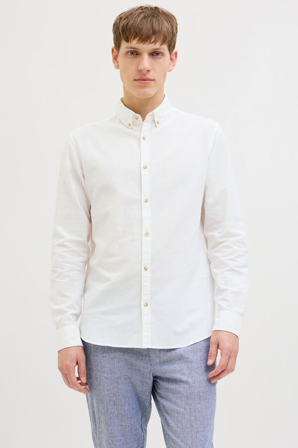 JJ REBEL Linen regular fit shirt white