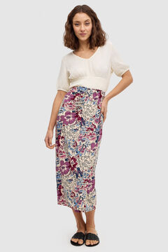 Springfield Printed midi skirt natural