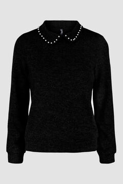 Springfield Jersey-knit shirt collar jumper  noir