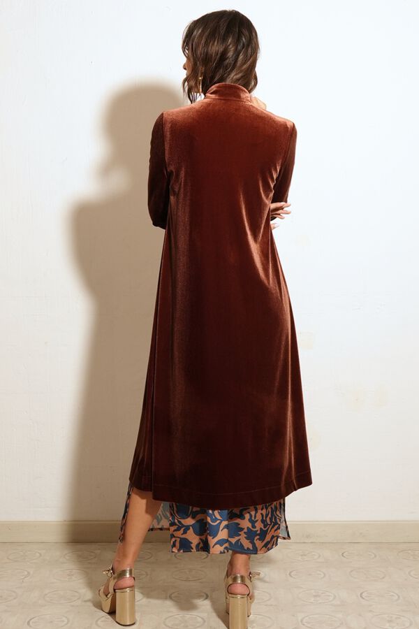 Cul Sac Velvet midi coat nude