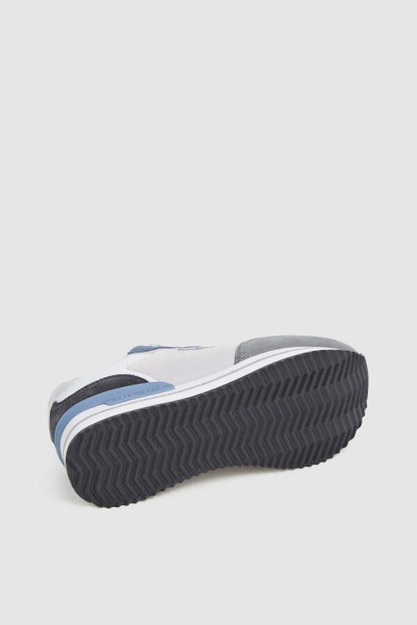 Pepe Jeans suede and glitter sneakers blue