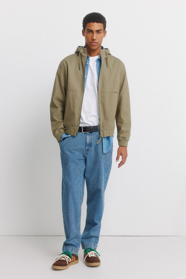 Springfield Cotton hooded jacket beige