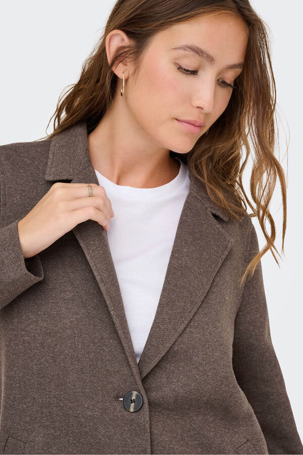 Only Abrigo largo de paño marrón