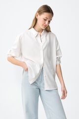 Tiffosi Relaxed long sleeve shirt in ecru beige