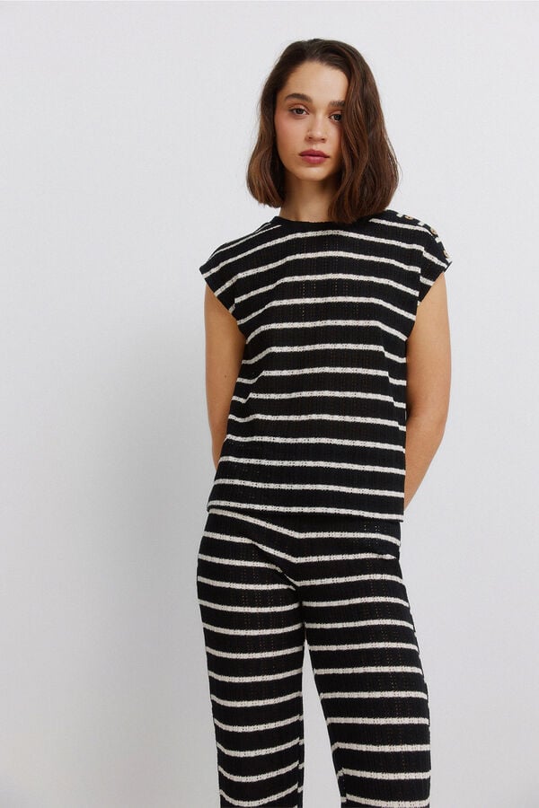 Springfield Striped knit trousers black