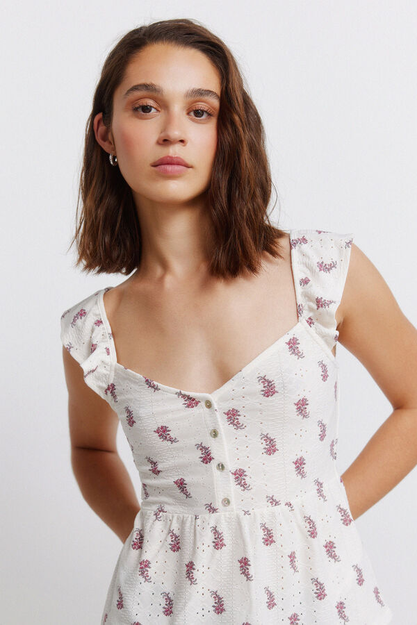 Springfield Vest top with ruffles beige