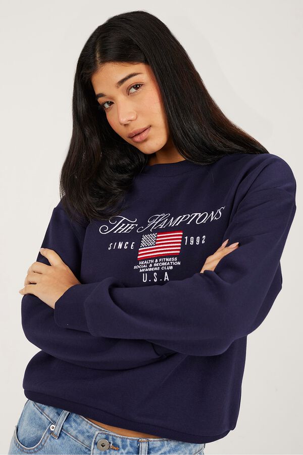 Brave Soul Sweatshirt com bordado frontal azul