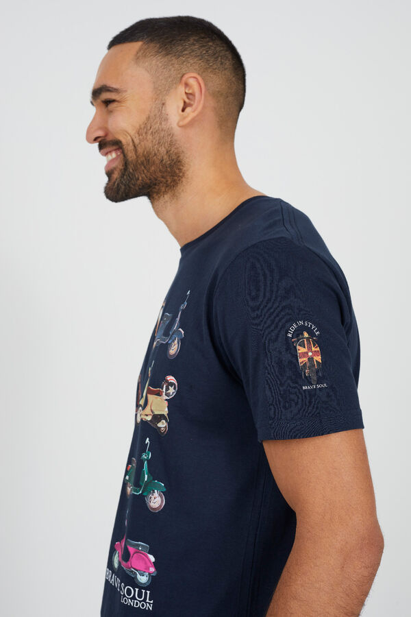 Brave Soul Camiseta vespas manga corta azul