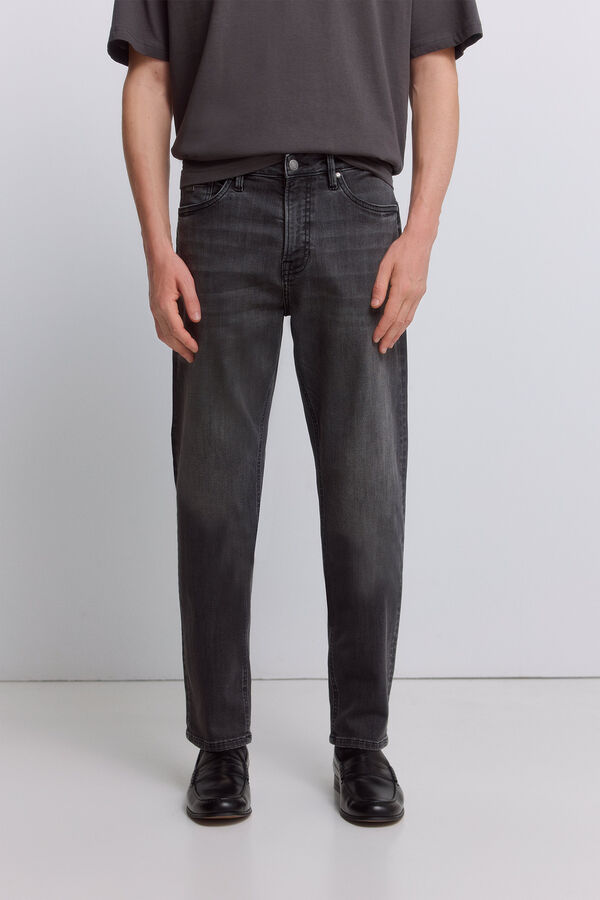 Springfield Dark grey washed slim fit jeans grey