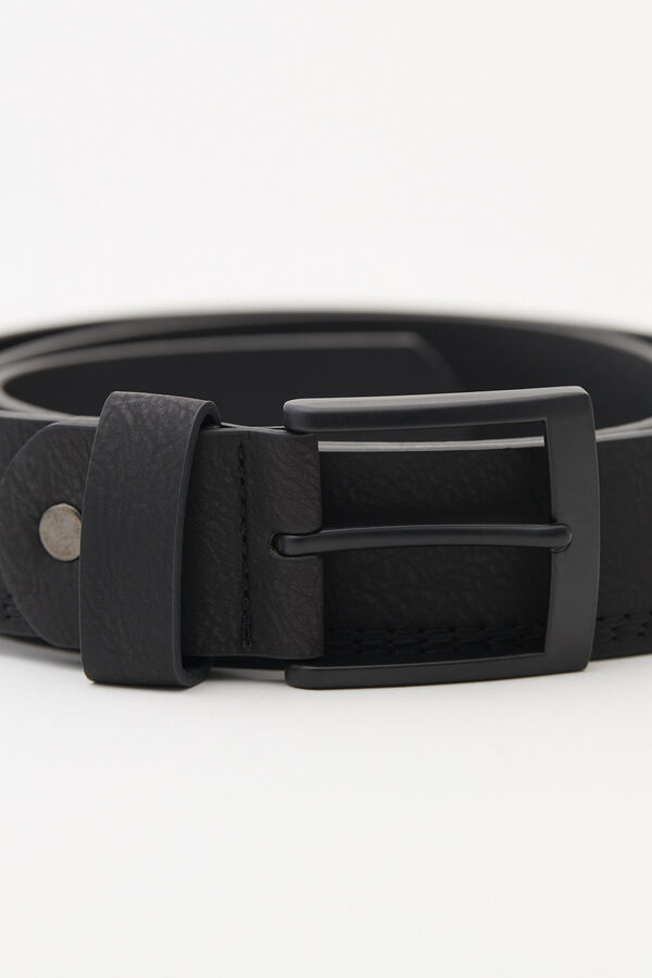 Springfield Faux leather belt with stitching crna