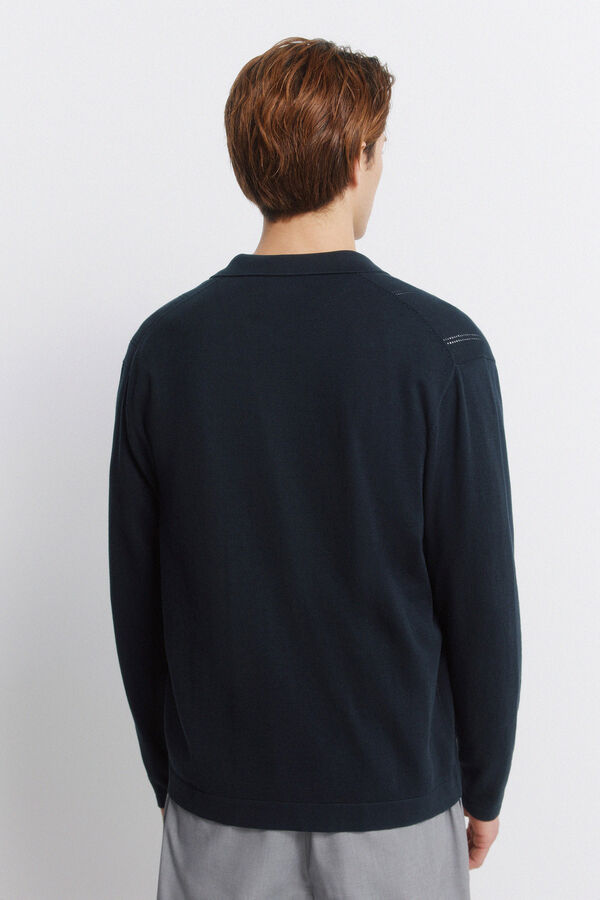 Springfield Polo neck button cardigan blue